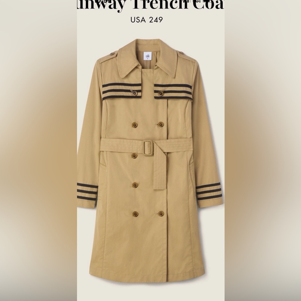 CAbi Tan Trench Coat with Black Stripes